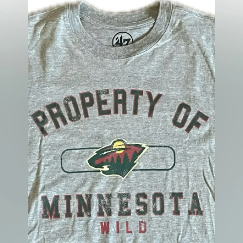 NHL Minnesota Wild Gray short sleeve Hockey tee by 47. Size Small